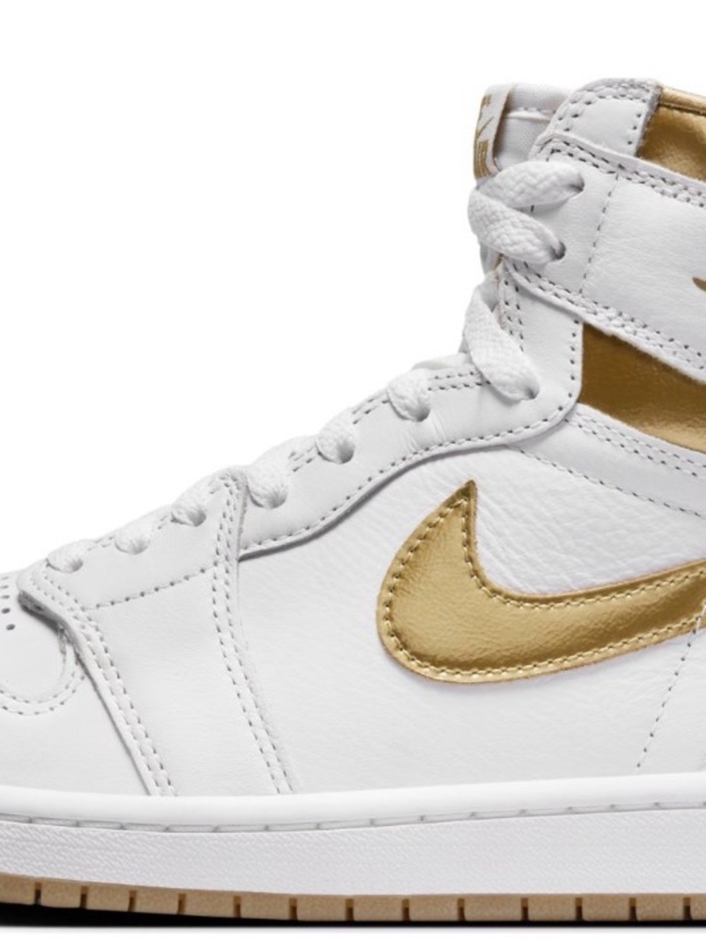Nike White and Gold High-Top Sneaker